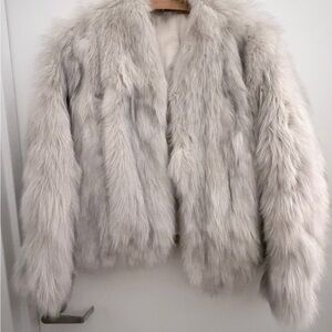 Elegant Fox Fur Women's Jacket - Light Gray